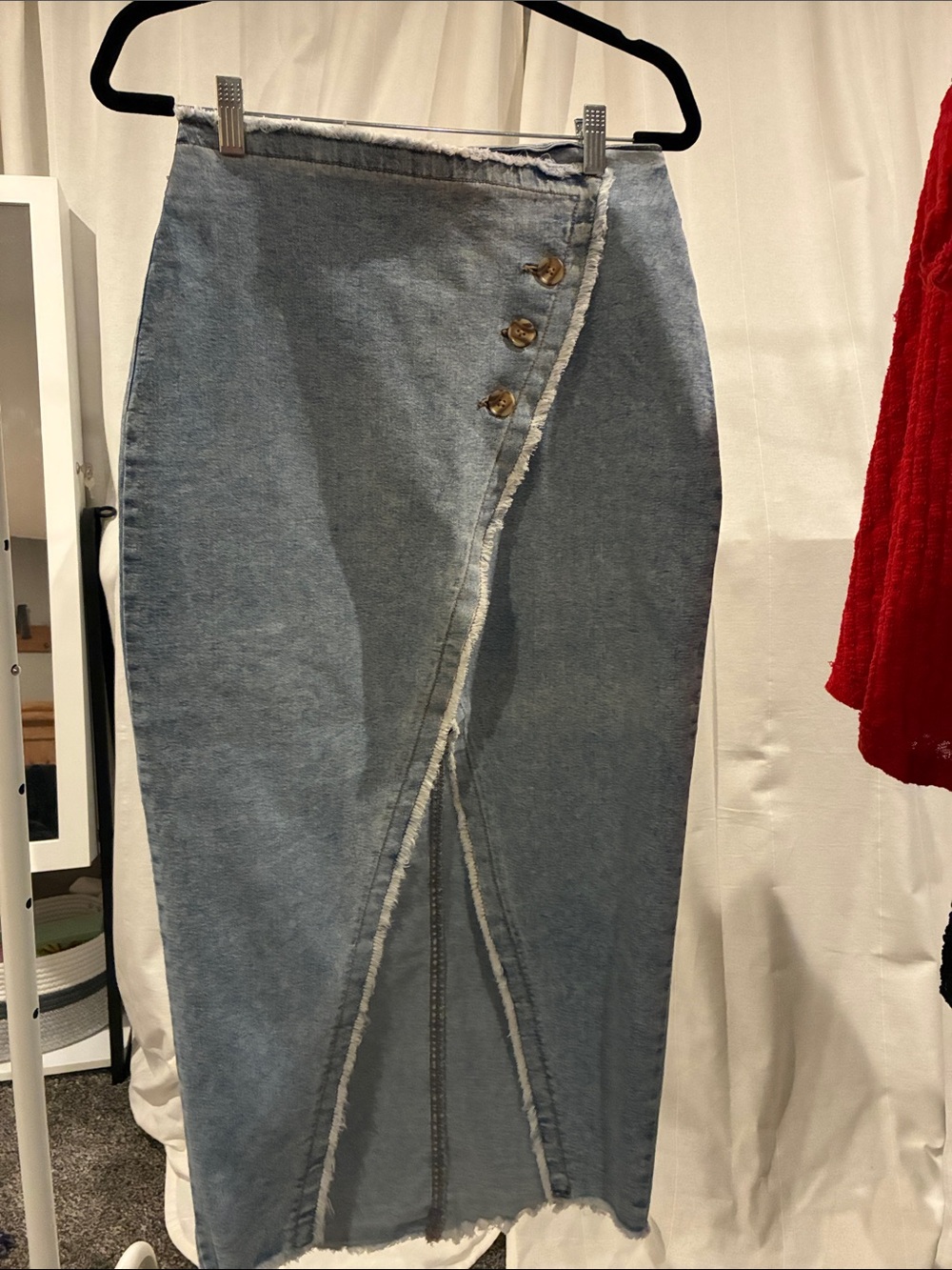 Sincerely Jules Light Blue Denim Wrap Pencil Skirt